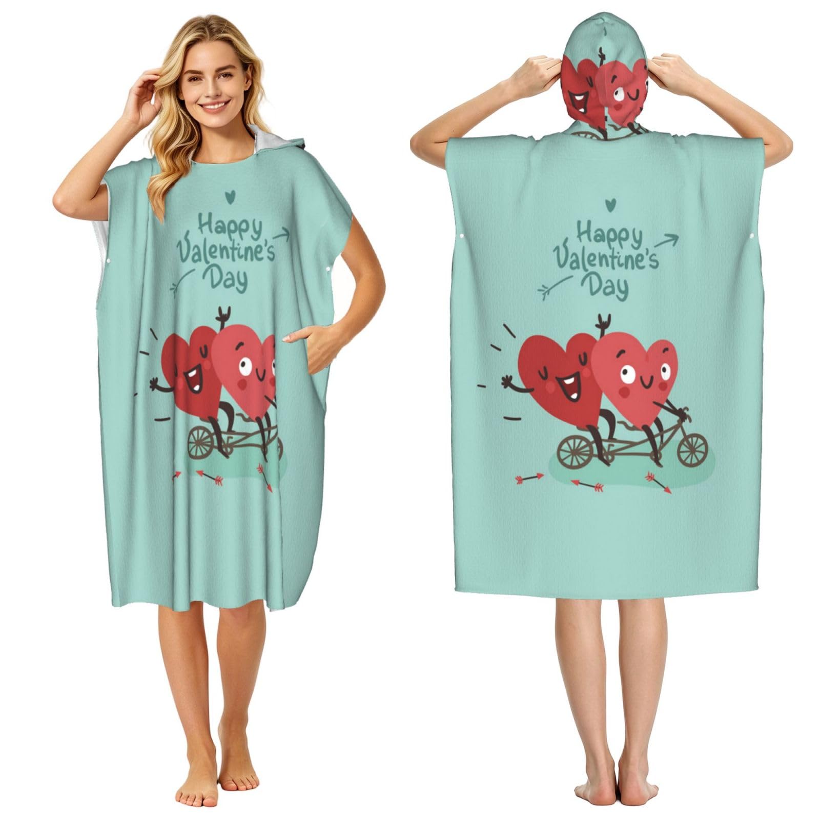 Poncho serviette à capuche Two Hearts | Idéal pour la piscine et la plage
