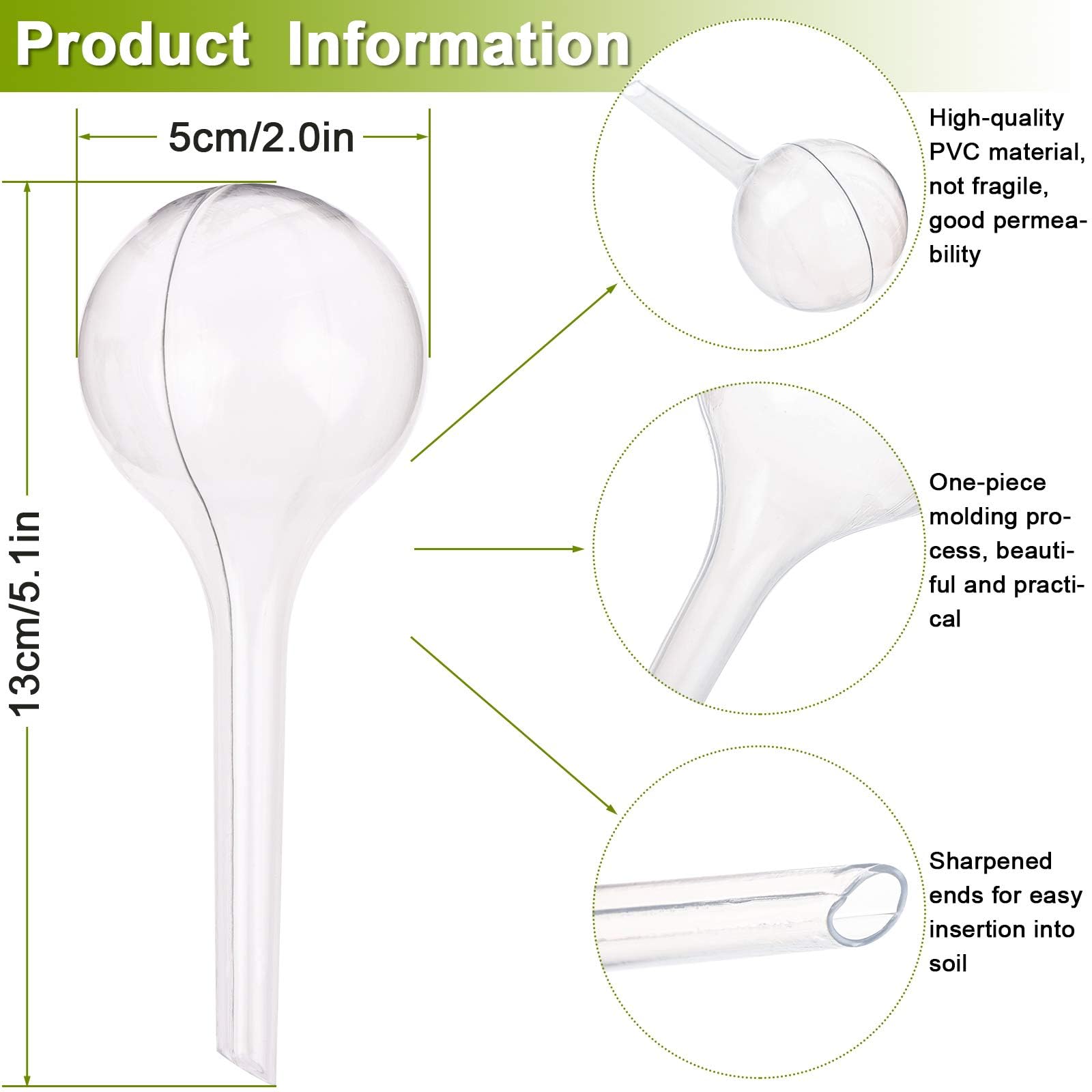 15-PACK Small Watering Globes, 1.96 Inch Diameter Plant Watering Globes Imitation Glass Watering Bulbs Houseplant Plant Pot Bulbs, Garden Watering PVC Self Watering Irrigation Drippers for Garden - Image 2