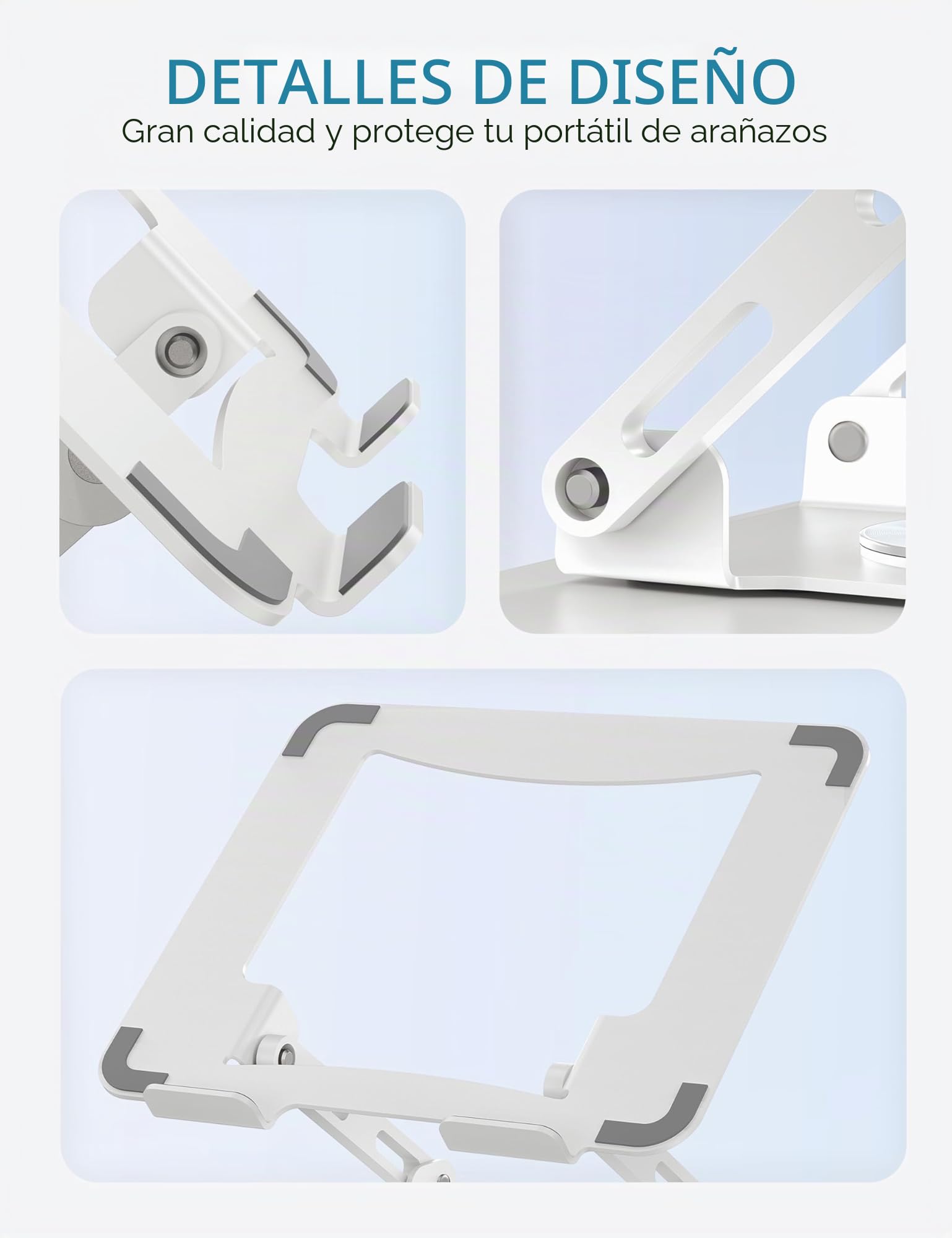 SOUNDANCE Soporte para portátil con Base giratoria de 360°, Elevador ergonómico para computadora para Escritorio, Altura Ajustable multiángulo, computadora portátil de 10 a 15.6 Pulgadas, Blanco