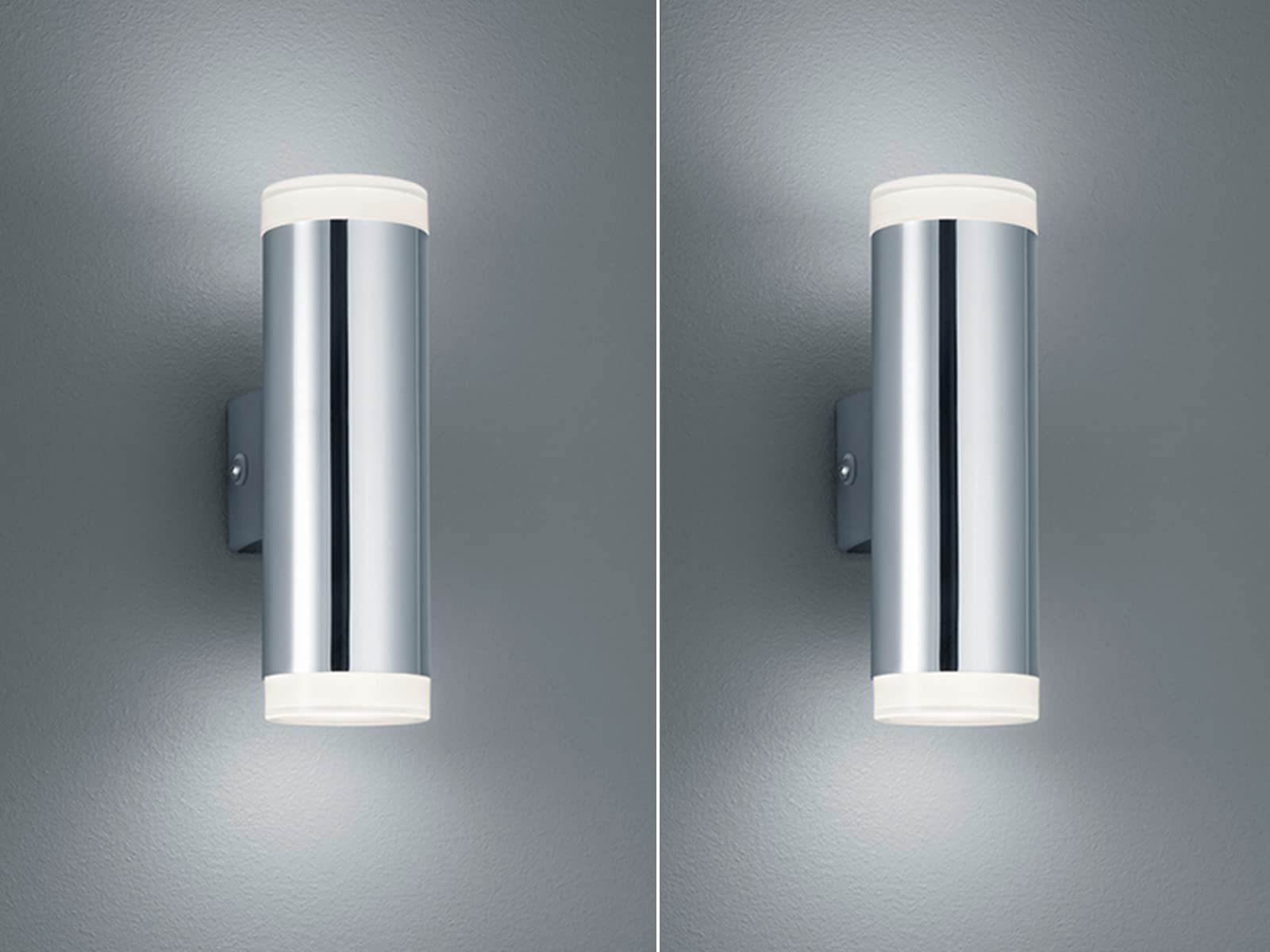 2er SET Badezimmer Wandleuchten Up & Down in Silber Chrom, Höhe 16cm