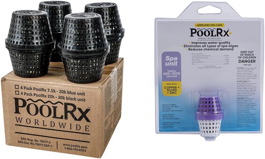 poolrx 101067 Black Units (4 Pack) 20,000-30,000 Gallon Spa Unit 400-1,000 Gallons Bundle