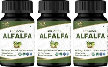Alfalfa 120 Tablets | Medicago Sativa (Alfalfa) | USDA Organic Certified | Superfood Supplement with Vitamins and Minerals* | Dietary Supplement 120tab - Pack of 3