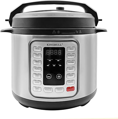 KINGBULL 6 Quart 12-in-1 SS Electric Pressure Cooker Multi-Use Slow Cooker Rice Cooker Steamer Sauté Yogurt Maker Warmer Delay StartLED Screen