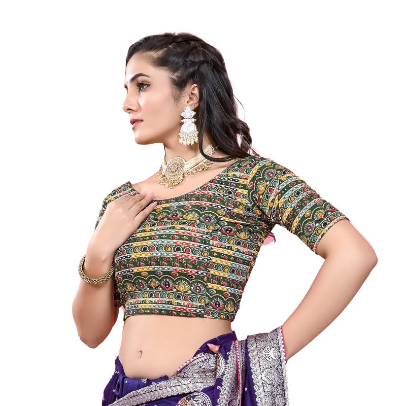 Image of Colorful Street Cotton Stretchable Round Neck Printed Blouse
