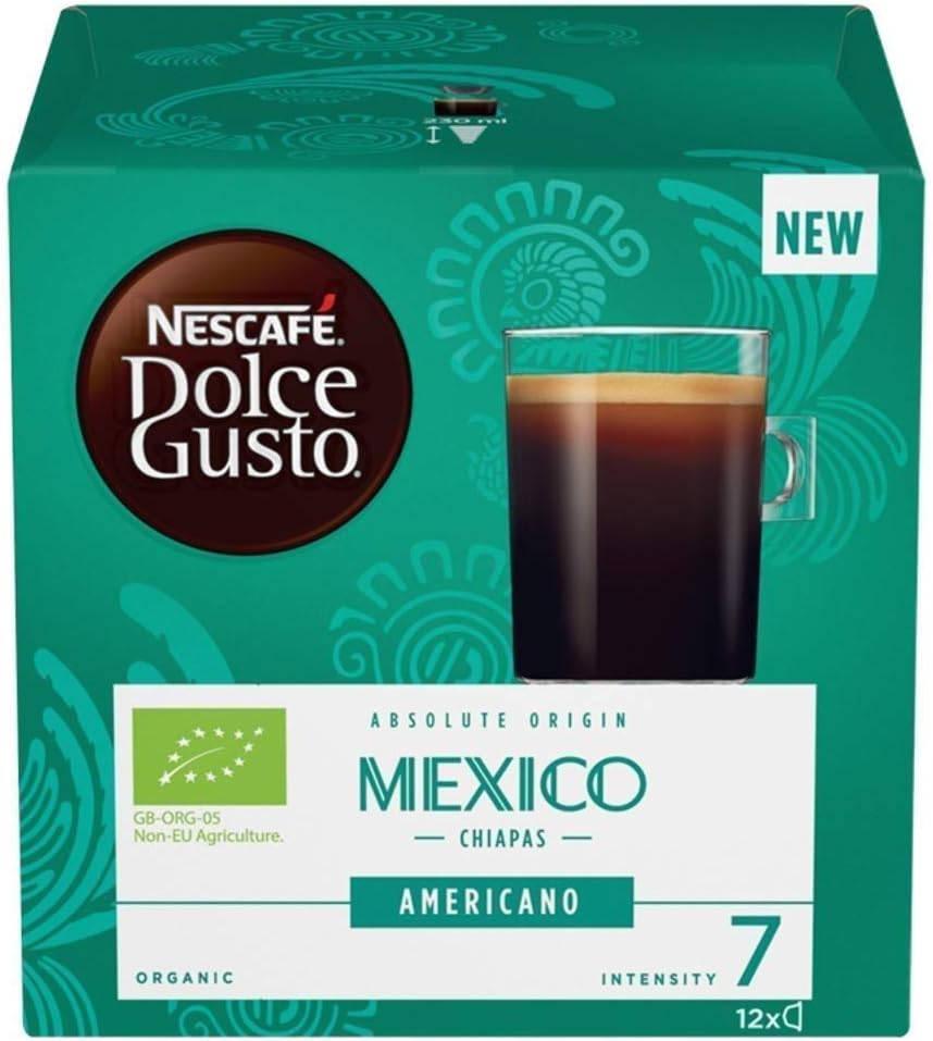 NESCAFE Dolce Gusto Mexico Chiapas Americano Coffee Pods - total of 36 Capsules - Americano Organic Coffee - Intensity 7 (3 Packs)