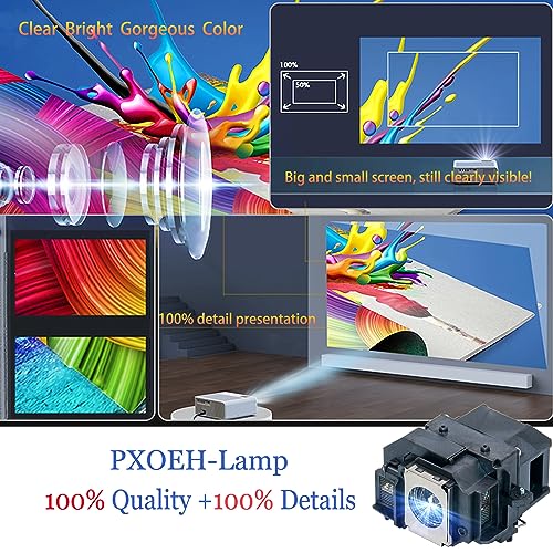 Image of ELPLP54 /55 /56 /58 for Epson EX51 EX5200 EB-S7 X7 S8 X8 W7 S9 X9 S10 TW450 EX31 EX51 EX71 EX3200 Powerlite 705HD 1220 1260 S9 MovieMate 60 62 V13H010L54 /55 /56 /58 Replacement Projector Lamp Bulb