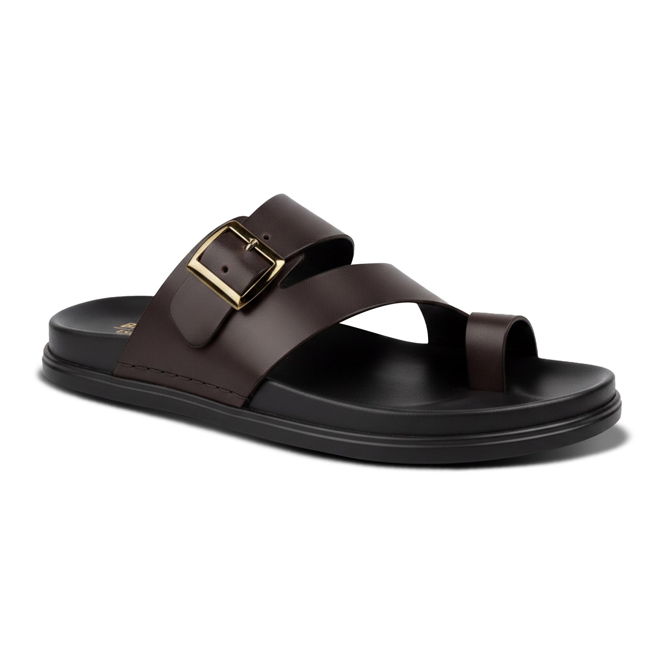 bruton Men's STRIVO-1141 Wedge Sandals | Adjustable Buckle Toe Ring Comfort Sandals | Lightweight Cushioned Footbed | Anti-Slip Casual Outdoor & Daily Wear Footwear | Black-picture-35