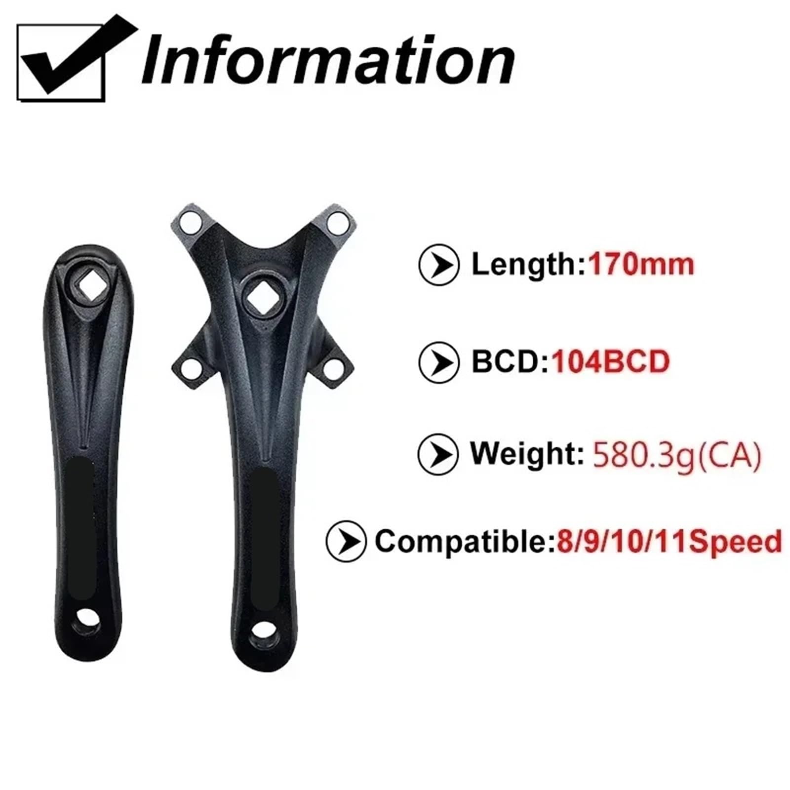 Juego De Bielas MTB 3×9/3×10S - Orificio Cuadrado De 170 Mm, 104/64BCD, Triple Velocidad