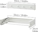 Clothes Drying Rack, Laundry Hanger Dryer Rack, Wall Mounted Drying Rack for Laundry, Foldable Drying Rack Indoor Outdoor,19.7" Wide,4 Aluminum Rods with Hooks, 40 lb Capacity (White 19.7" Hooks)