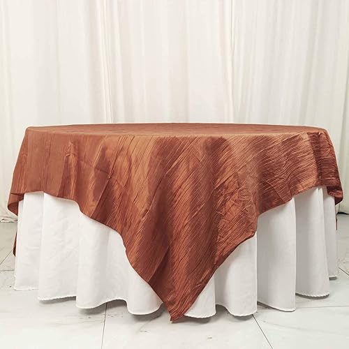 Miniatura 8 de Efavormart - Superposición de mesa de tafetán arrugado de acordeón de 90 x 90 pulgadas, terracota, perfecta para bodas, fiestas, eventos, banquetes