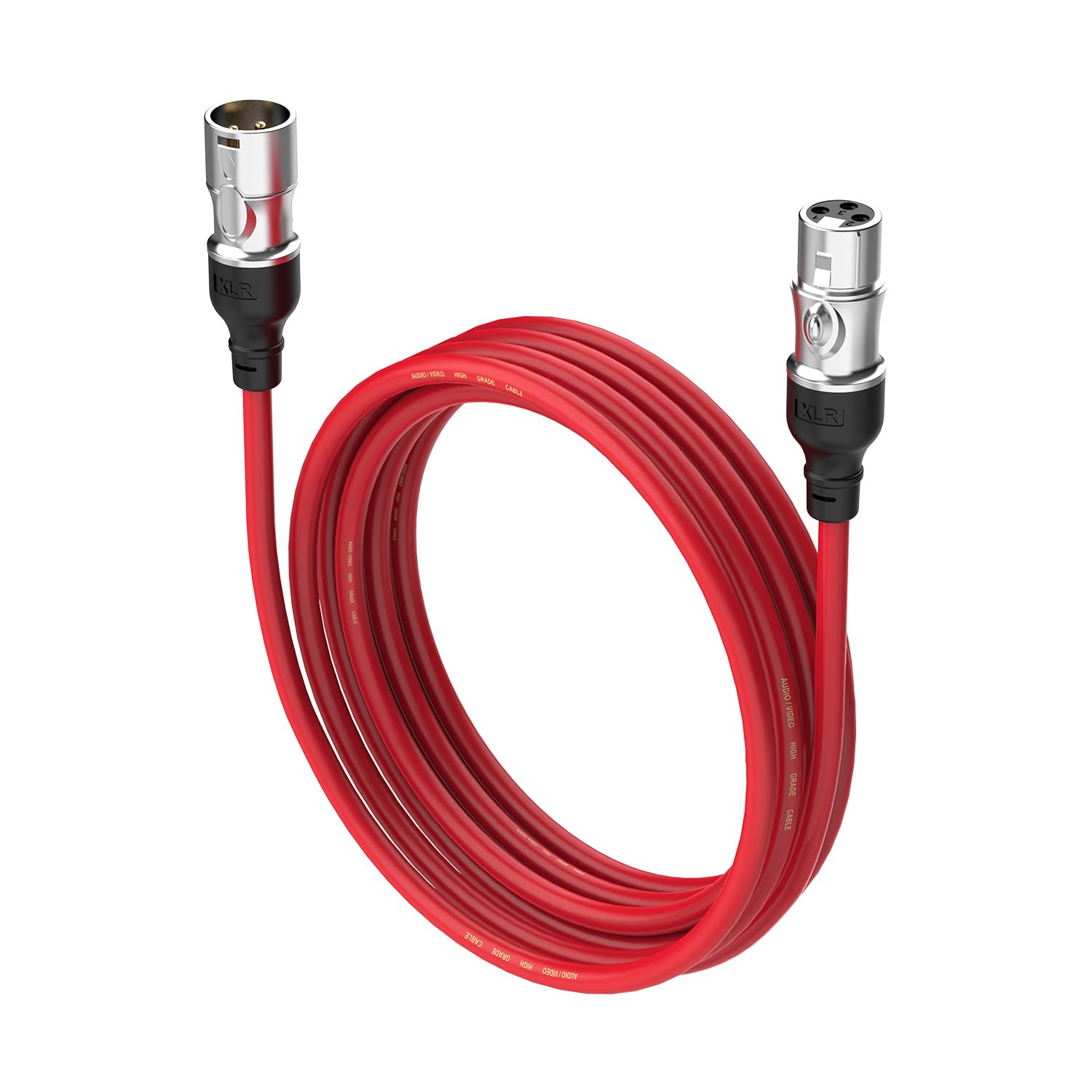 XLR 4,5 m Kabel, 4 Stück, Stecker auf Buchse, vergoldet, 3-polig, Mikrofonkabel für Aufnahmestudio, Lautsprecher, Heimpodecast, Aufnahmestudios
