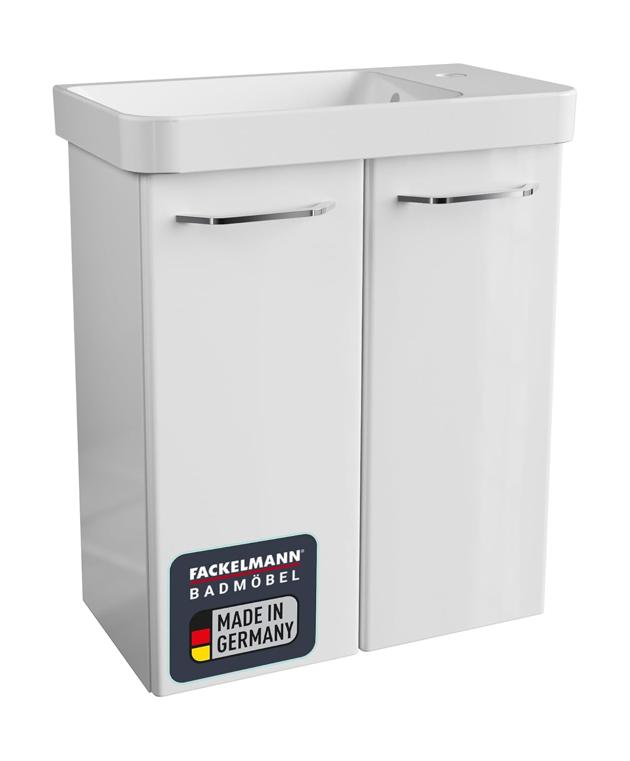 FACKELMANN Milano Guest Toilet Set - 2-Piece Sink with Sink Base Cabinet Including Soft-Close System, Bathroom Furniture Set for Small Bathrooms, Body and Front: White, Width: 55 cm