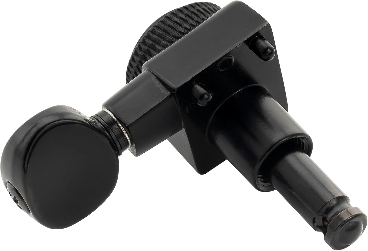 Musiclily Pro 6-in-line 18:1 Ratio 2-Pin Full Sealed Locking Machine Heads Tuners Tuning Pegs Keys with Vintage Oval Button for Fender Strat Tele Style Electric Guitar, Black