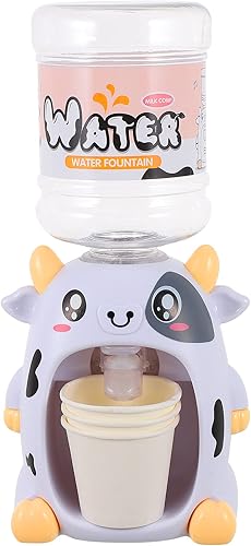 TOYANDONA Mini dispensador de agua para niños, encantadora vaca de leche de dibujos animados, fuentes de agua potable, juguetes en miniatura, modelo