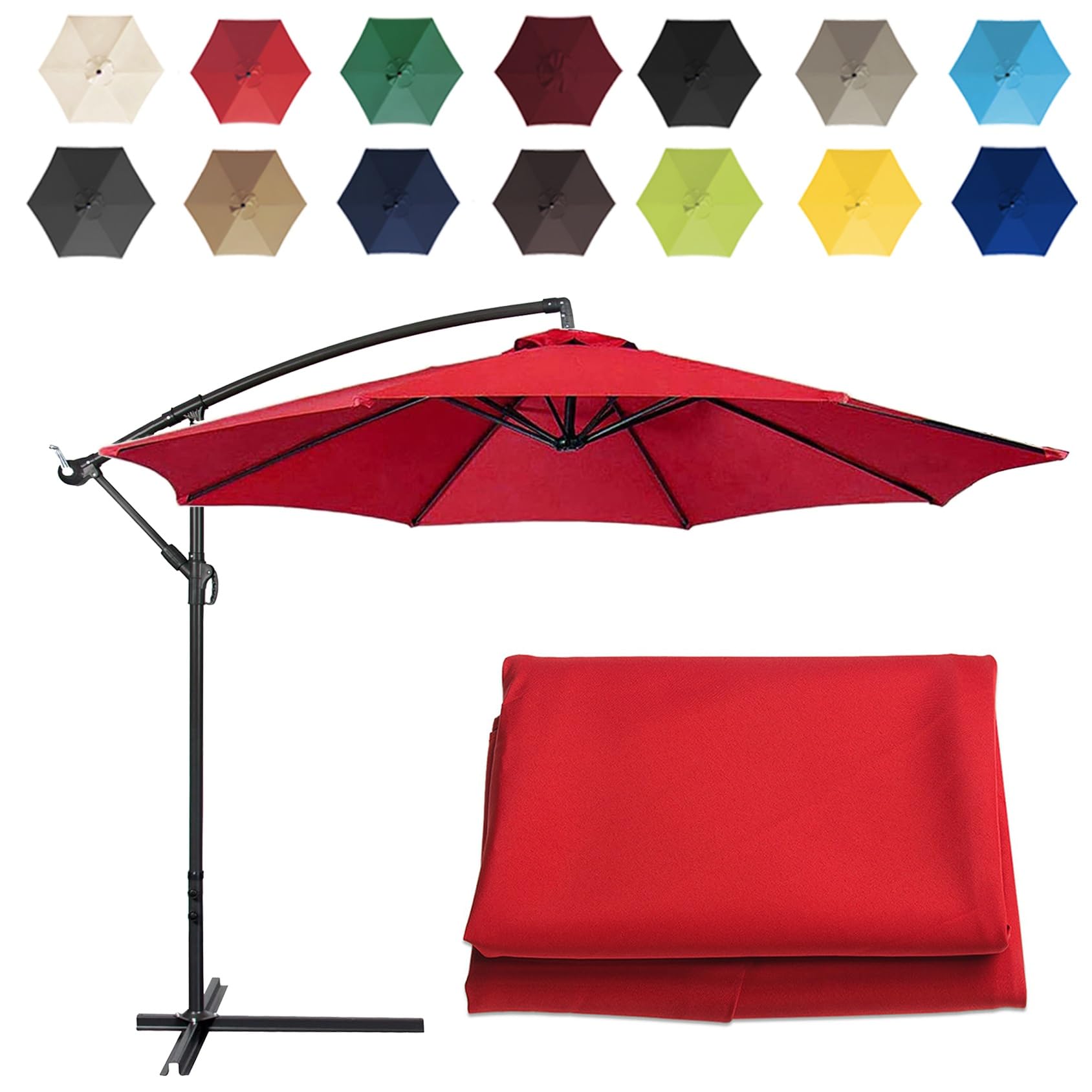 CMJYMX Replacement Parasol Canopy Sun Umbrella Replacement Cloth For 2m-6 Arms 2.7m-6 Arms 2.7m-8 Arms 3m-6 Arms 3m-8 Arms (Color : Red, Size : 6 ribs-2.7m(8.8ft))