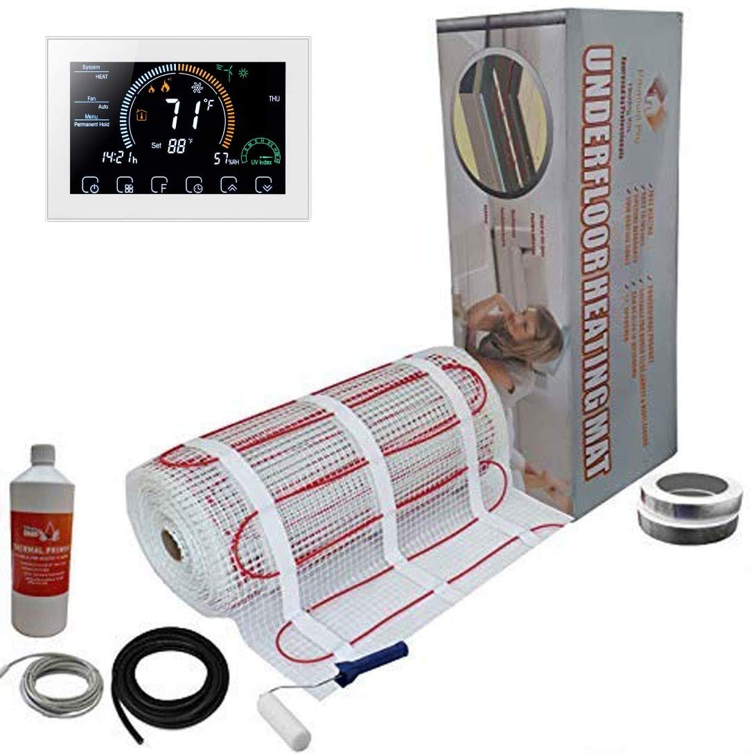 Nassboards White Smart Thermostat Electric Underfloor Pro Elite Heating Kit 150W - 2.5M² - White Smart Wifi Thermostat