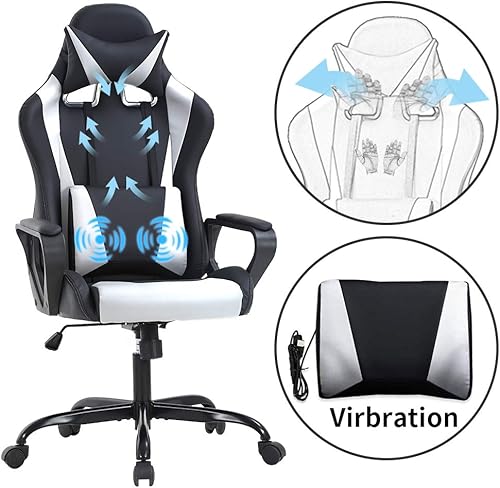 Miniatura 4 de Silla de oficina estilo carreras, silla de oficina con respaldo alto, silla de escritorio de cuero, silla ejecutiva ergonómica, silla de videojuegos