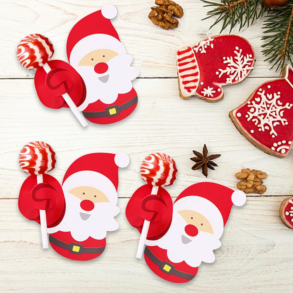 CRGANGZY Dibujos animados Papá Noel pingüino muñeco de nieve papel Candy Holder Festival Theme 50pcs Candy Lollipop decoración tarjetas niños dulces regalos paquete envoltura