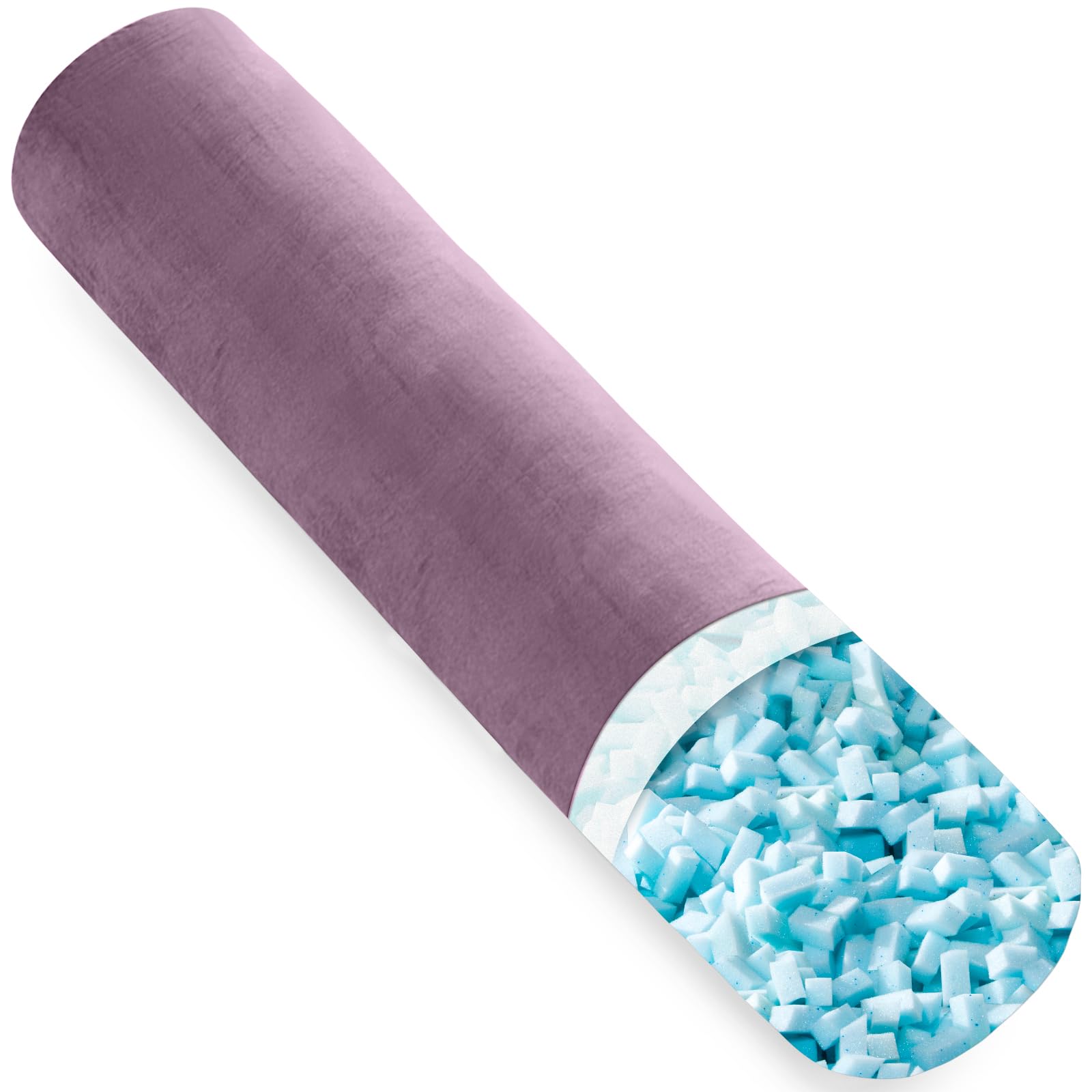 AS AWESLING Body Pillow for Adults, Full BodyPilllow for sleeping, Long Round Cervical Pillow, Bolster Pillow, Side Sleeper BodyPillow with Cover (DARK PURPLE-MEMORY FOAM, 120 x 20 CM)