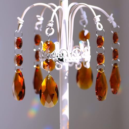 Miniatura 4 de GOLDENHAITAI 20 piezas de 1.496 in de lágrima de cristal prismas de perlas colgantes, colgantes de cuentas de cristal para decoración de candelabros