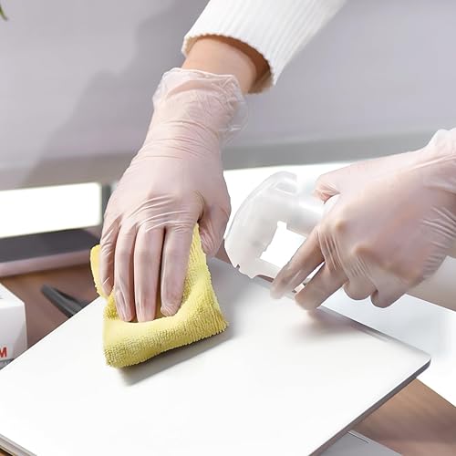 Miniatura 7 de Schneider - Guantes de examen de vinilo transparente, sin látex, guantes médicos desechables, guantes de limpieza, seguros para alimentos, sin