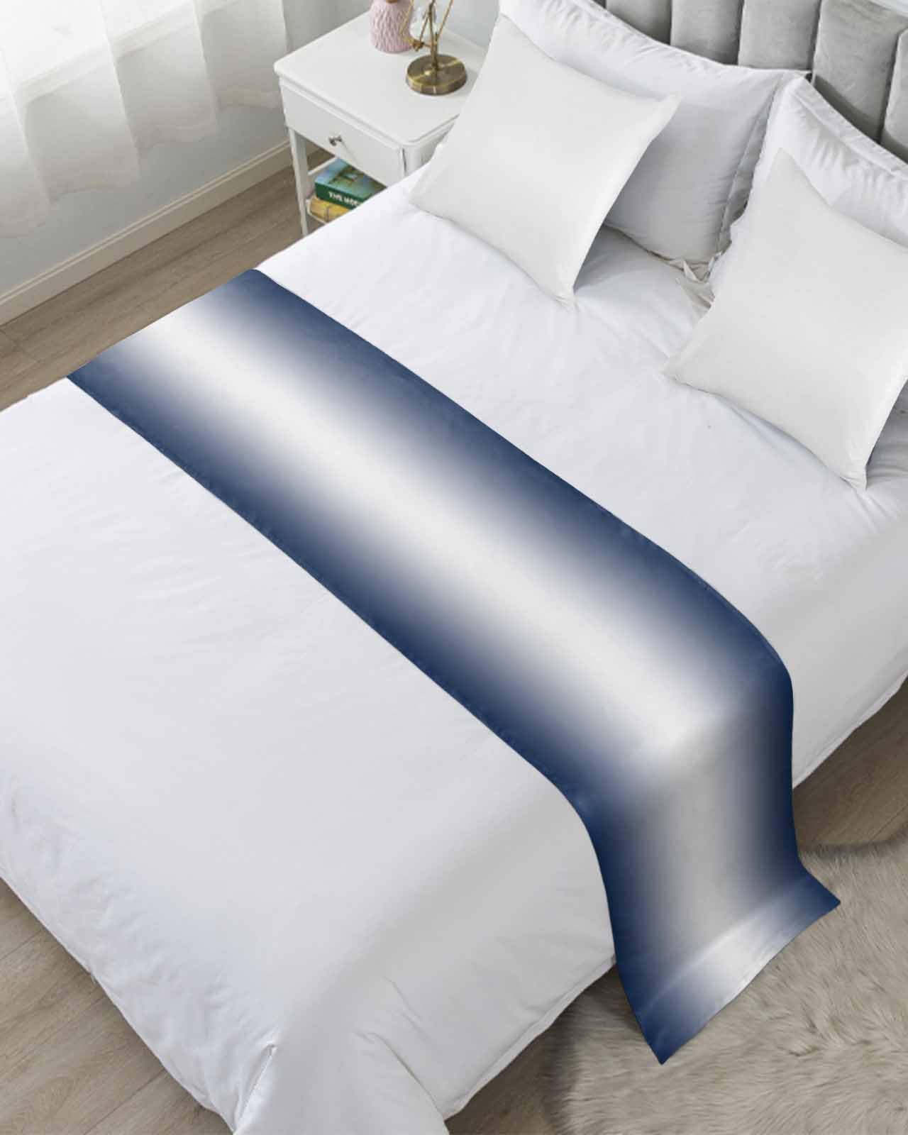 DecorLovee Navy Blue Ombre Bed Runners for King Size Bed, Modern Abstract Decorative Bed Throws for Foot of Bed, Blue White Gradient Bed Runner Sofa Throw Bedding Scarf Protector Slipcover for Bedroom-picture-30