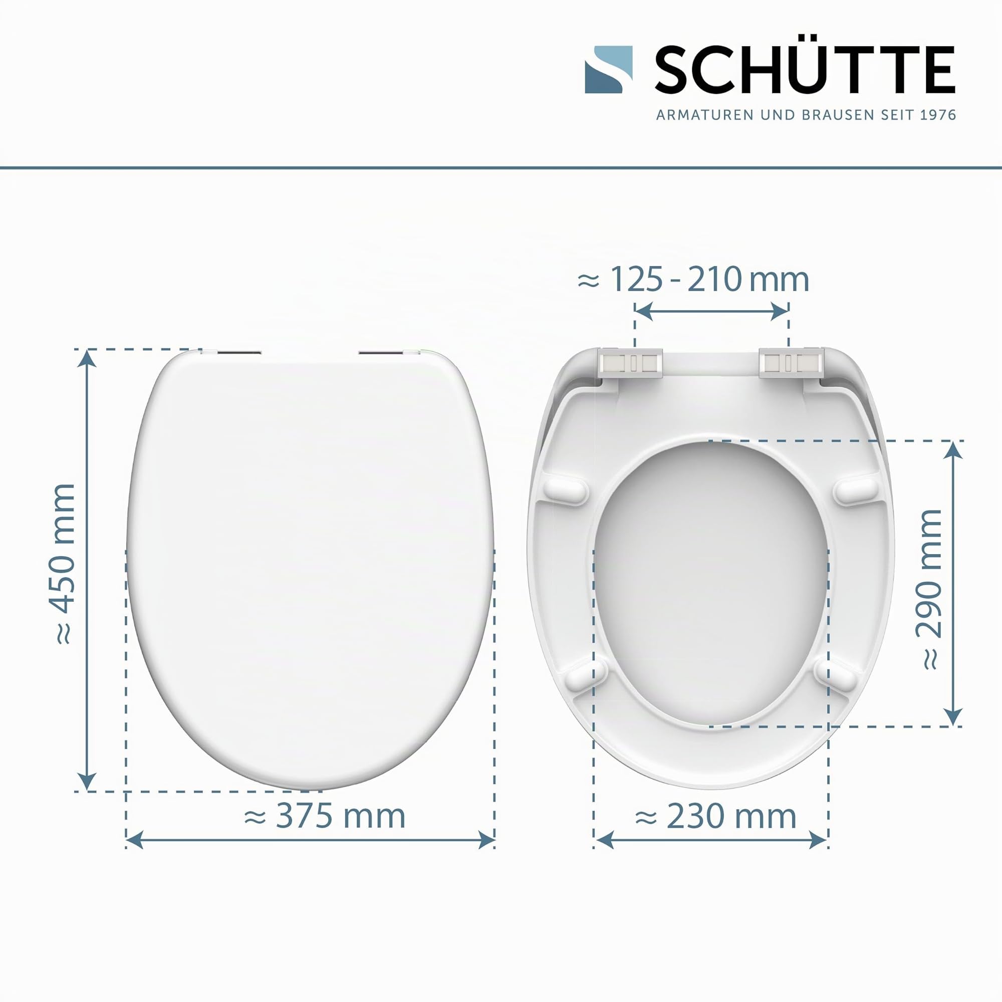 SCHÜTTE - Asiento de inodoro con suave cierre metálico, inodoro lid Made of Shatterproof Duroplast, Innovative DIY Assembly, Toilet Lid and Seat Maximum Load 150 kg, blanco