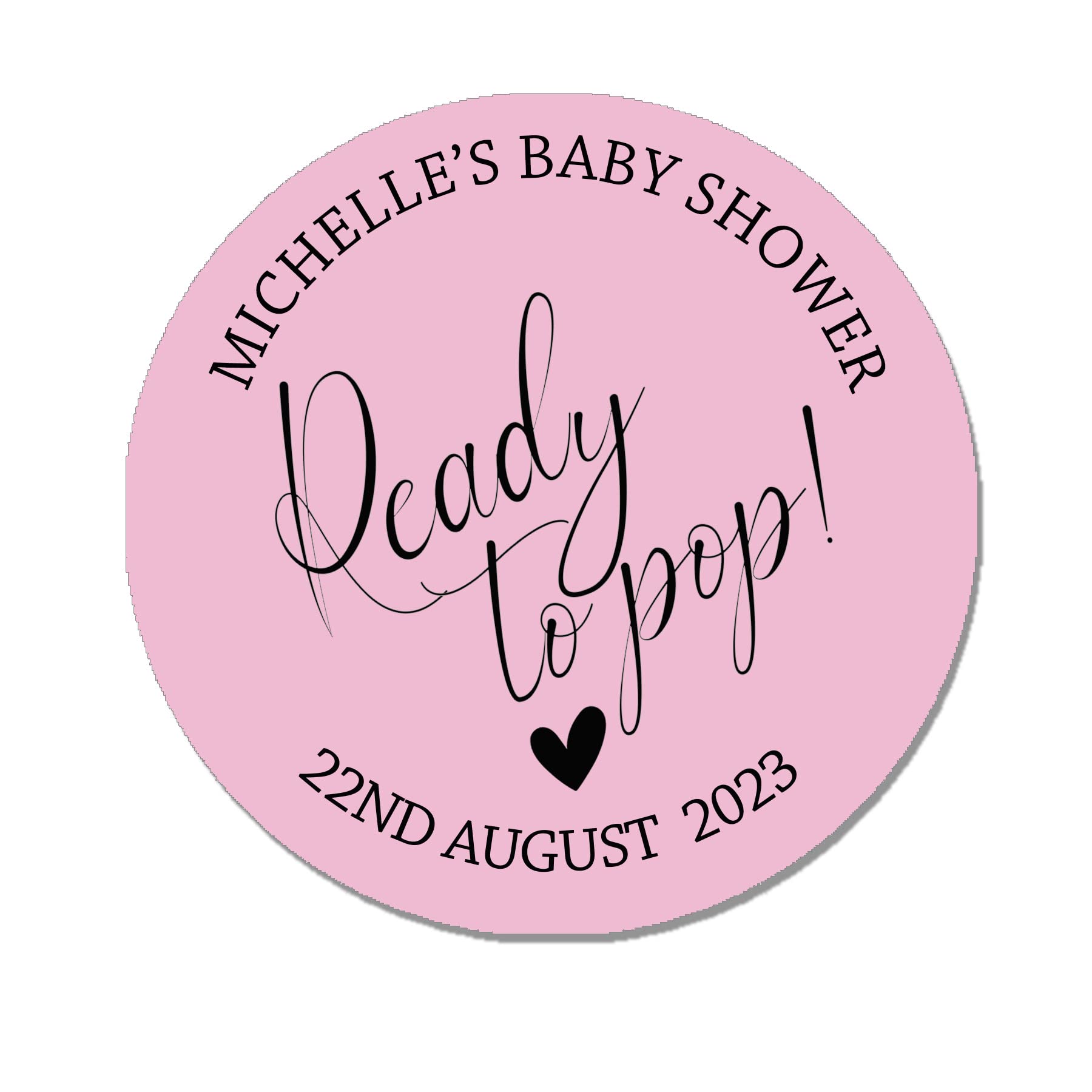 Treasured Forever Pink 35 Personalised Baby Shower Popcorn Cone Stickers, Favour Bag Stickers, Ready To Pop, Thank You For Coming Labels (Pink)