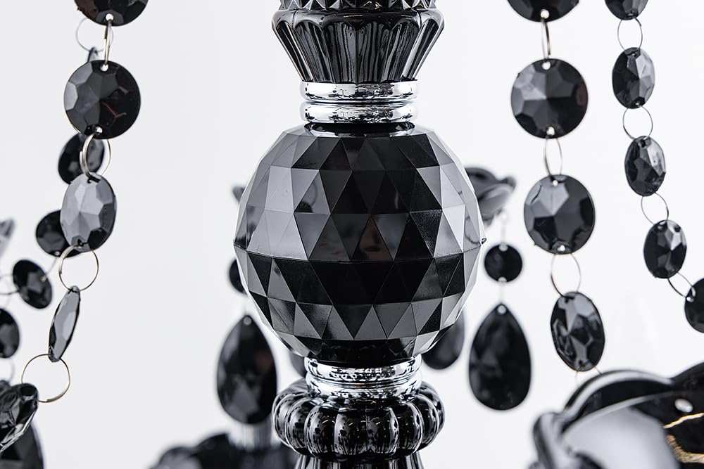 Riess Ambiente 15-flammiger Design Kronleuchter BLACK CRYSTAL Acryl schwarz 15-armig Lüster Lampen Hängeleuchte Deckenlampe