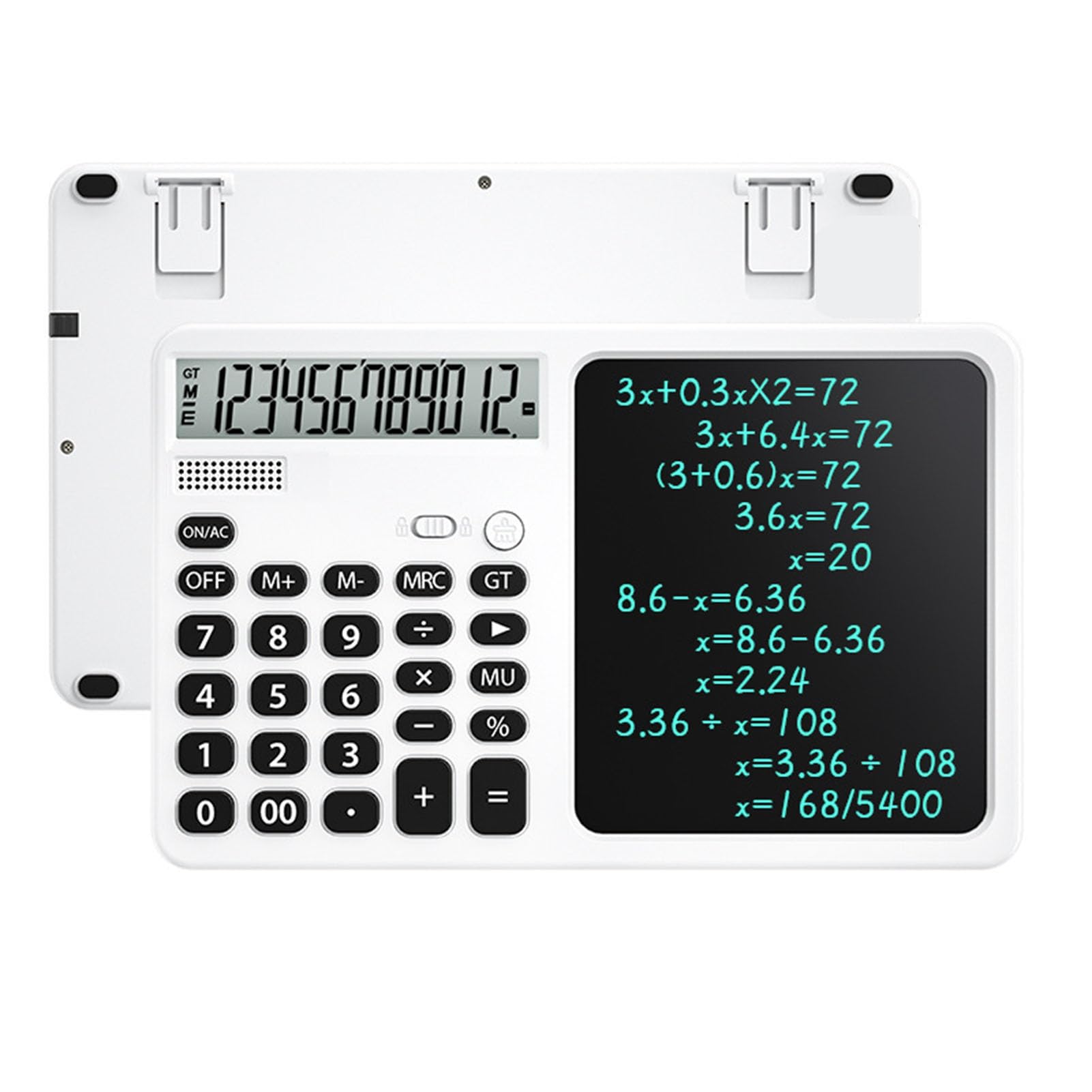 Ejoyous Calcolatrice da Tavolo con Blocco Note, Materiale ABS, Display a 12 Cifre e Blocco Note da 7 Pollici per Uso in Ufficio e a Scuola (WHITE)