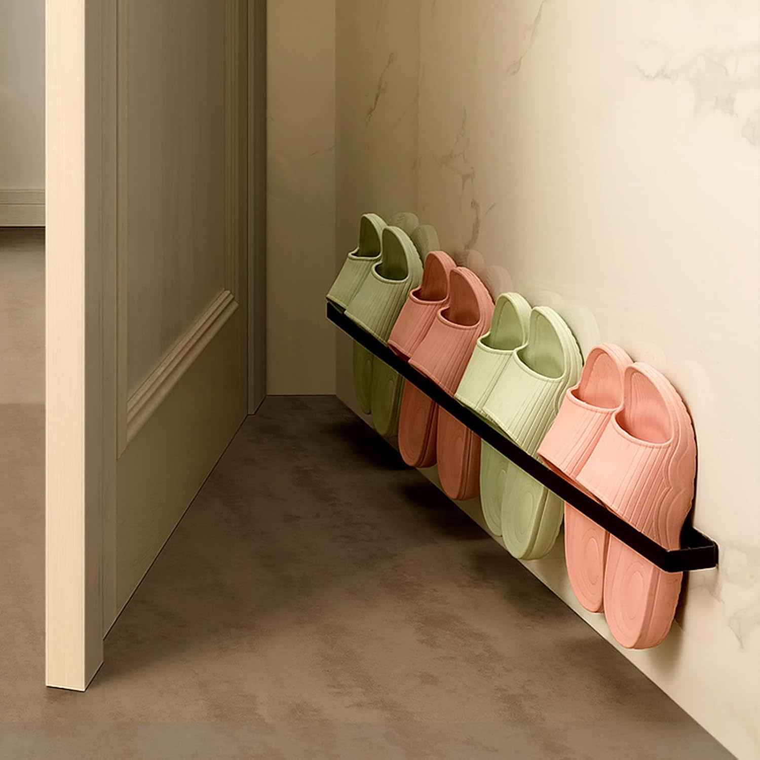 Slipper Rack, Multifunction Shoes Holder Storage Organizer, Door Shoe Hangers, Kitchen Pot Cover Rack, Wall Mounted, Can accommodate 1-6 Pairs (Size : 40 * 4.5 * 2.3cm)