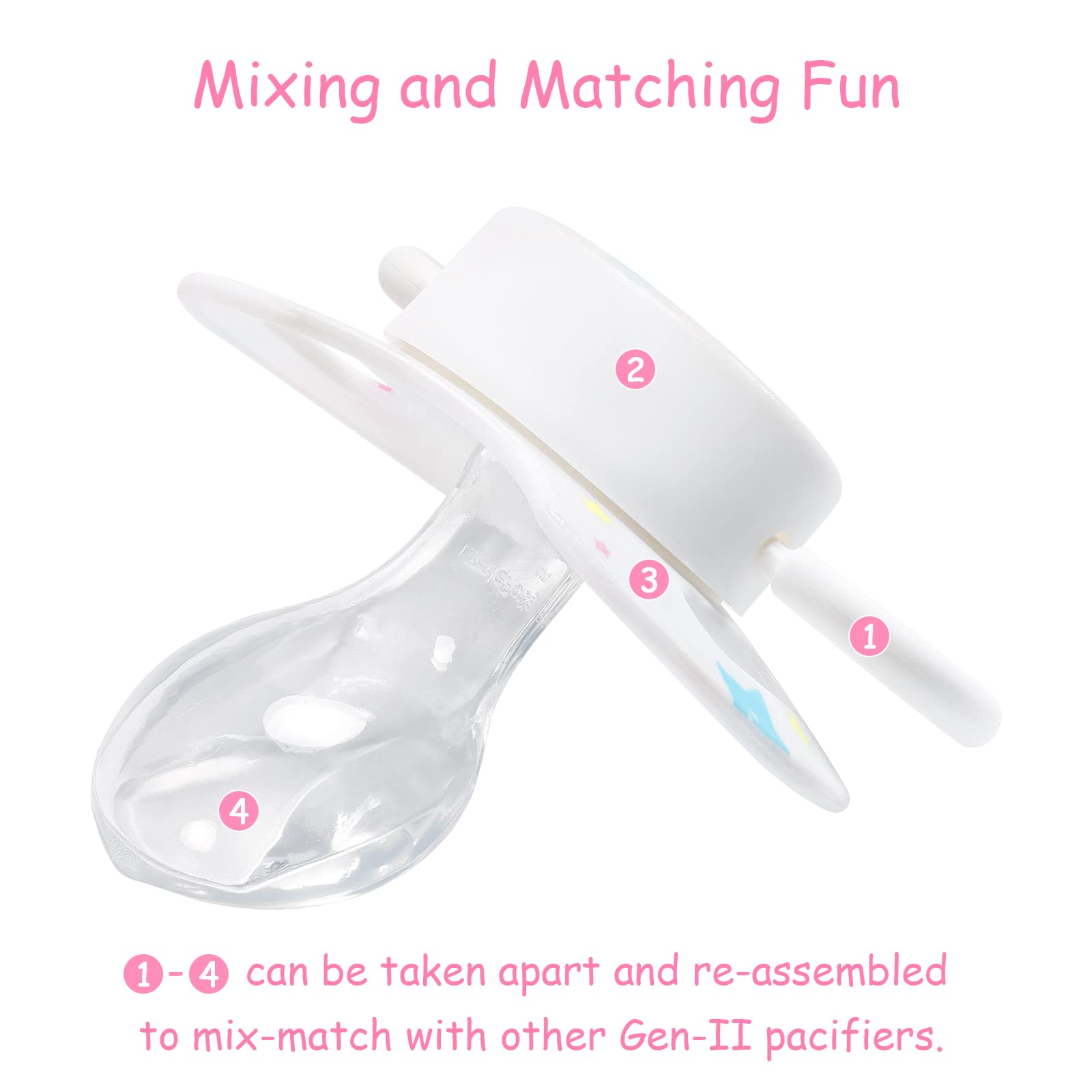 LittleForBig Generation-II Adult Sized Pacifier Printed Set, White - Image 4