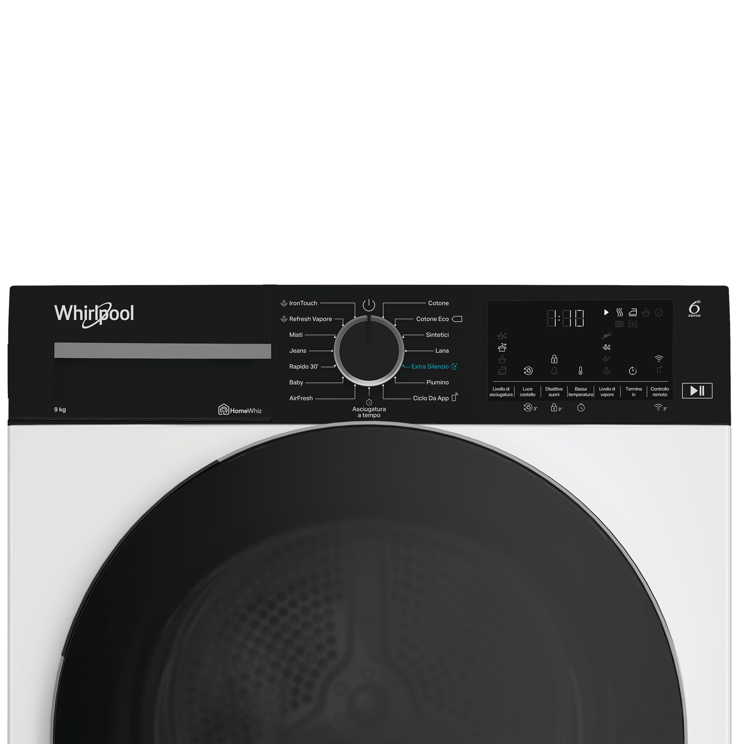 Whirlpool C WD 94M WBS IT – Asciugatrice 9 Kg A Pompa di Calore, Libera Installazione, Classe C, 6° SENSO, Adaptive Dry, Irontouch, Motore Senseinverter, Airfresh 84,6 x 59,8 x 67,4 cm