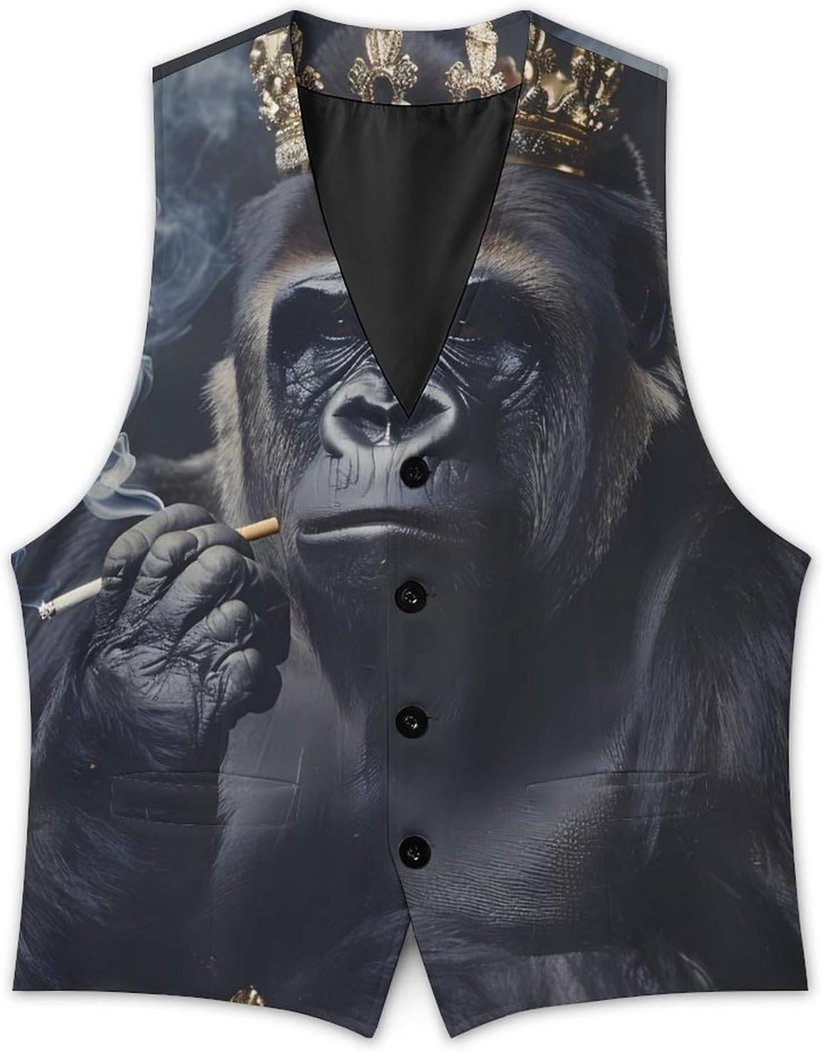 Black Gorillas Big Monkey Smoking Men's Suit Vest Formal Vests Casual Dress Fit Waistcoat Casual Tuxedo for Business
