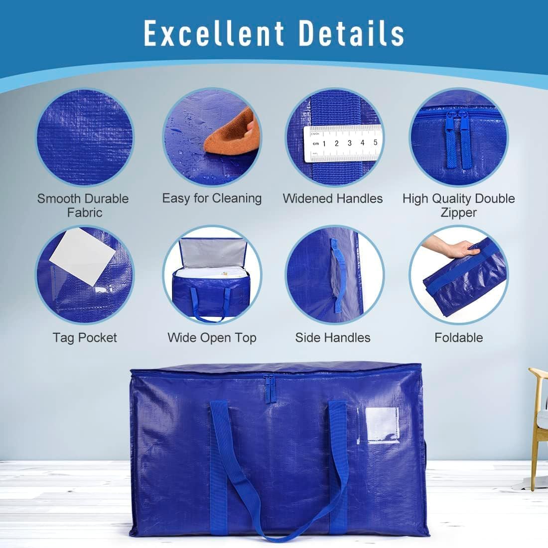 OLGRI Extra Large Moving Bags with Zippers,Moving Bags, Moving Supplies, Moving Boxes, College Storage Boxes,?hristmas storage.(set of 2)