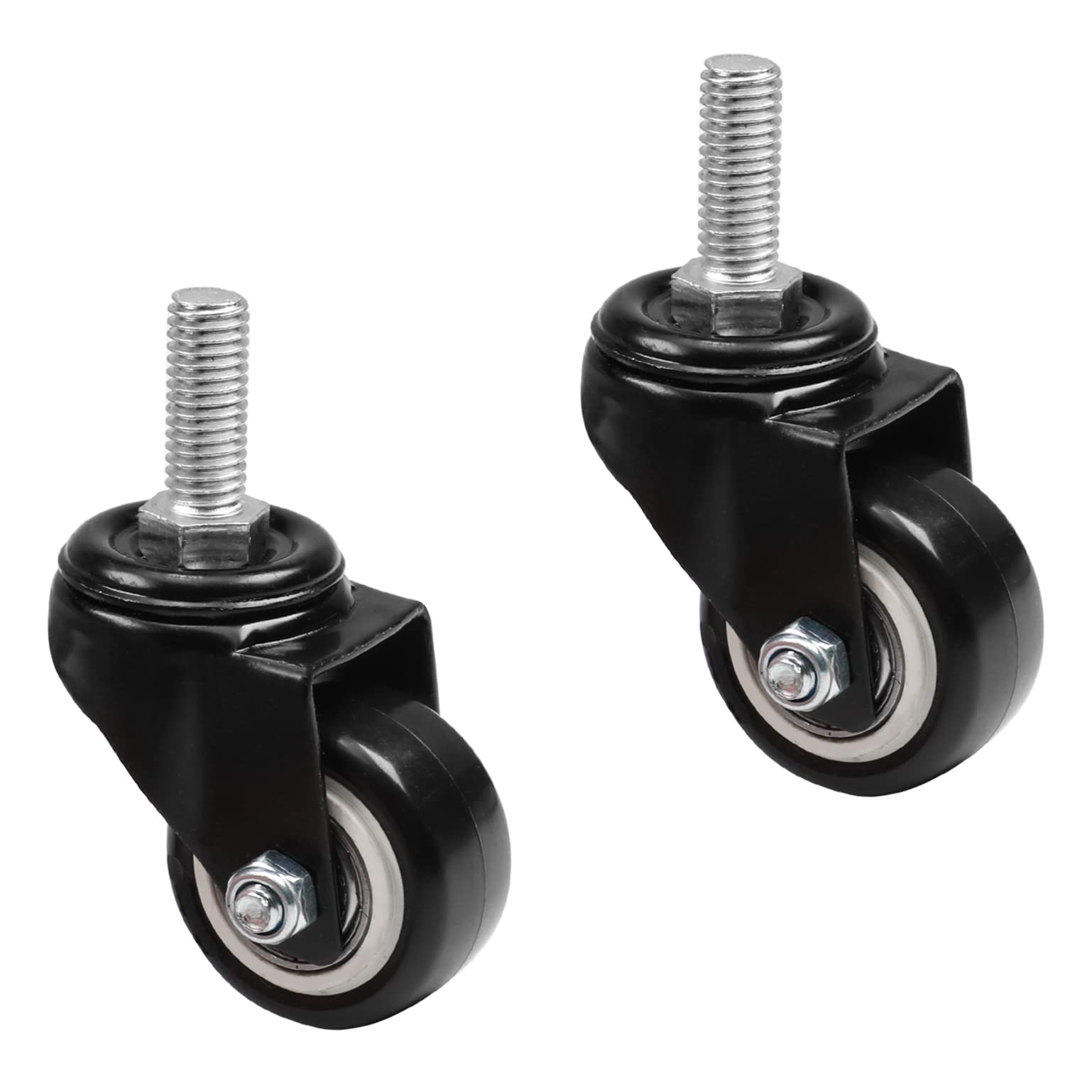MroMax - Rueda giratoria para silla de oficina (10 mm x 25 mm, sin freno), color negro