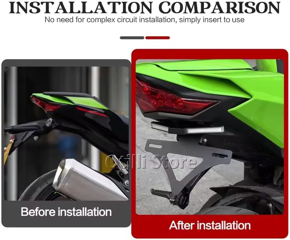 Motorcycle License Plate Holder Rear Short Tail Tidy LED Light Tailstock Frame Bracket Kit for Kawasaki Ninja ZX10RR ZX10R 2023-
