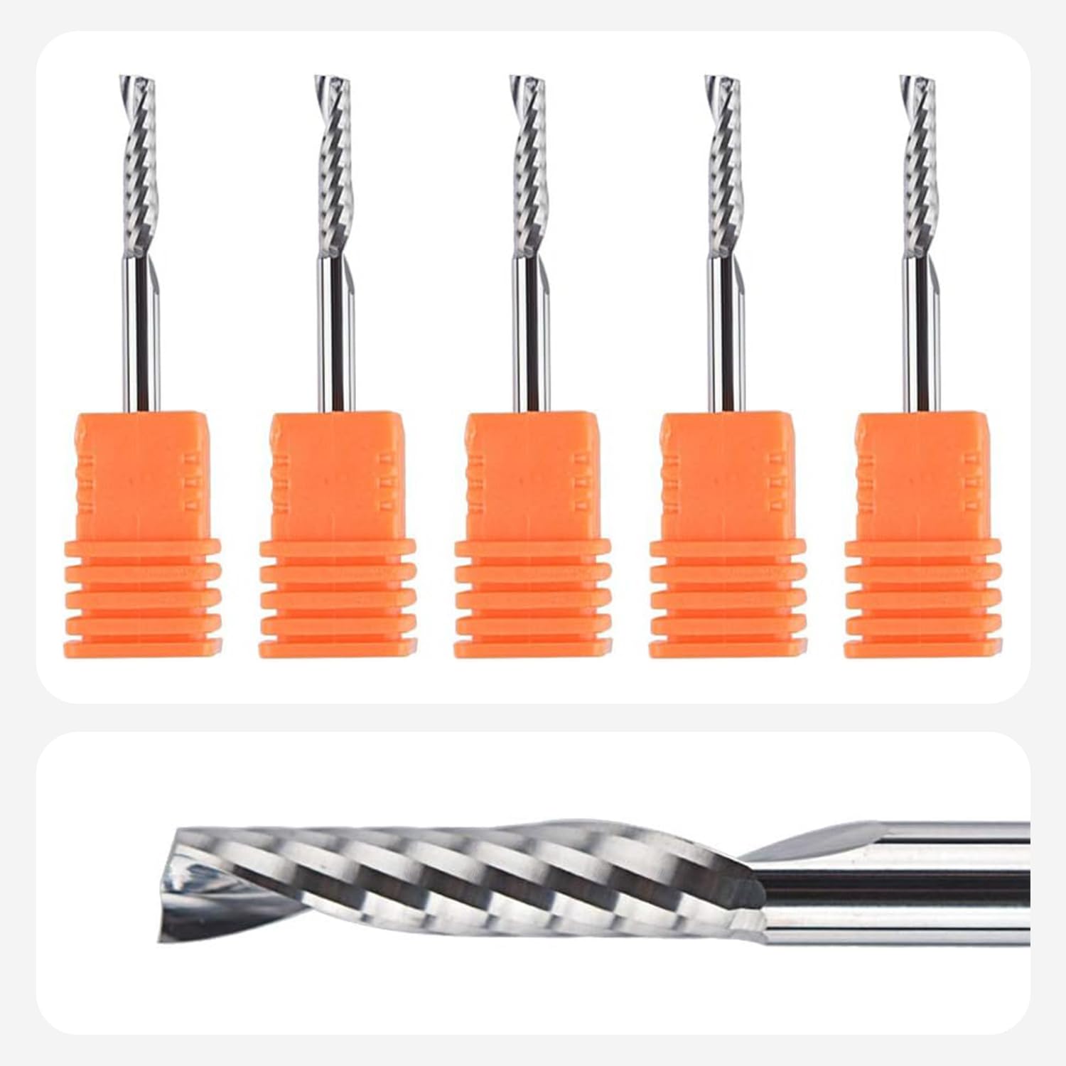 SpeTool 5pcs Fresas Aluminio CNC Carburo Tungsteno 1-Flauta 3,175mm x 15mm Fresa Punta