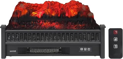 ROVSUN Juego de calentador eléctrico de 23 pulgadas con control remoto, protección contra sobrecalentamiento, cama de brasas con efecto de llama
