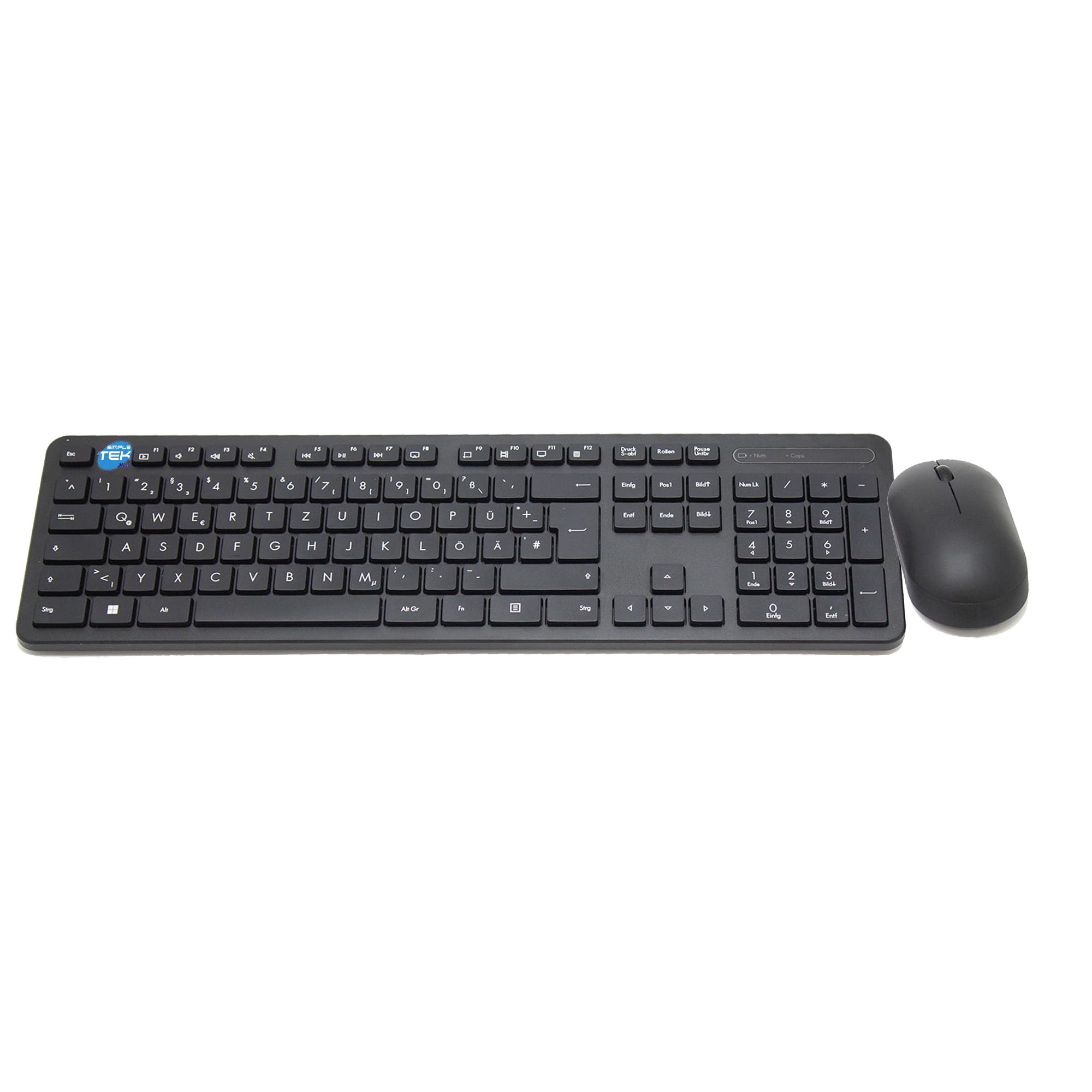 Kit de teclado y ratón inalámbricos SIMPLETEK QWERTZ DE negro con nano receptor USB de 2.4 GHz 8