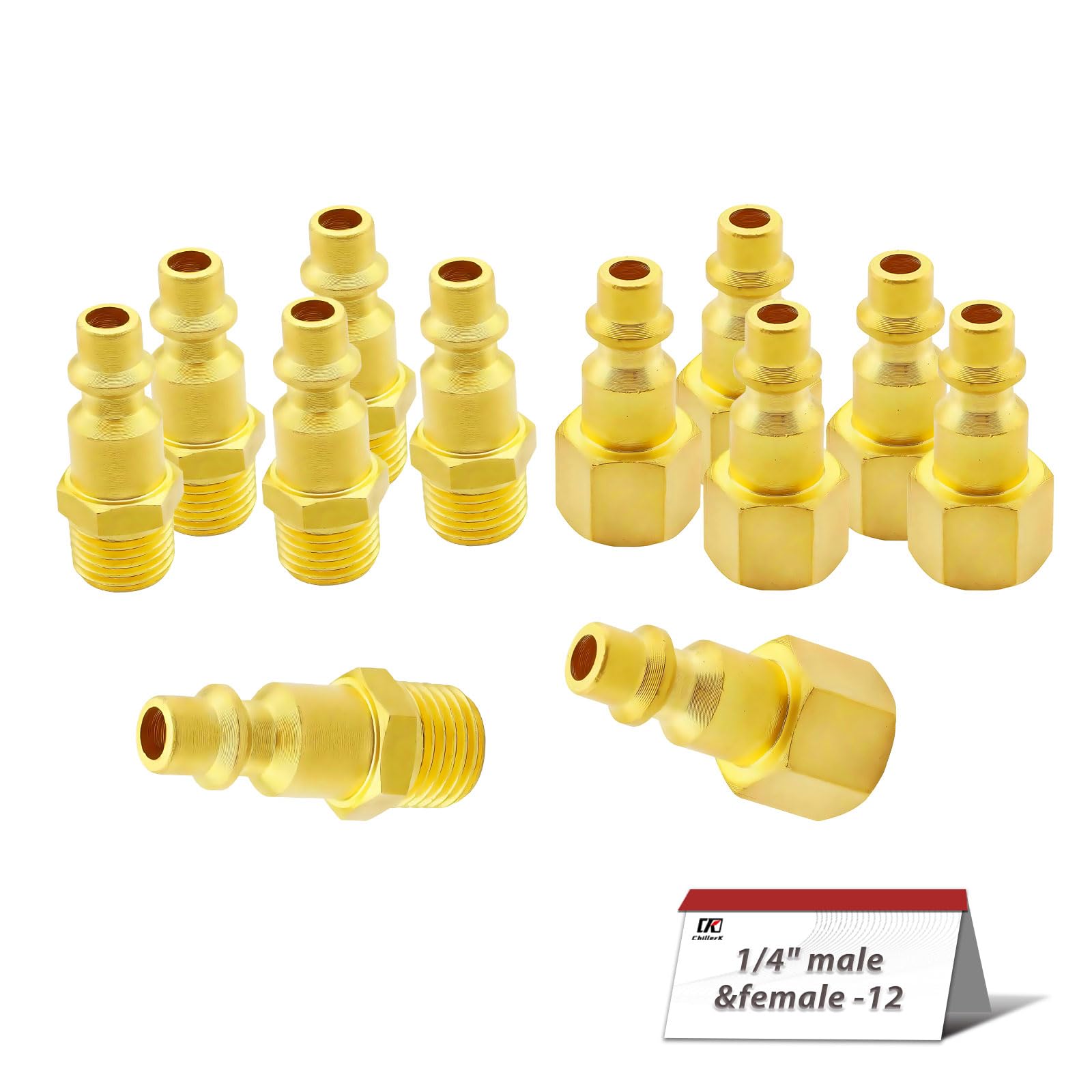 6 set 1/4 Inch NPT male, female Quick Connector Air Coupler and plug kit, Industrial Brass Air Quick Connect