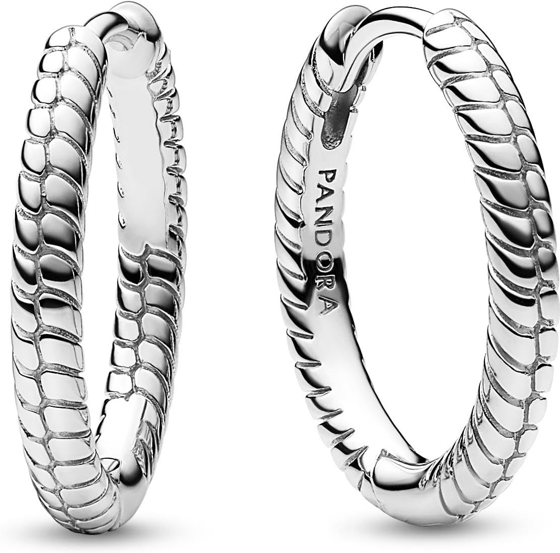 PANDORA Orecchini a cerchio Moments in argento Sterling in maglia snake