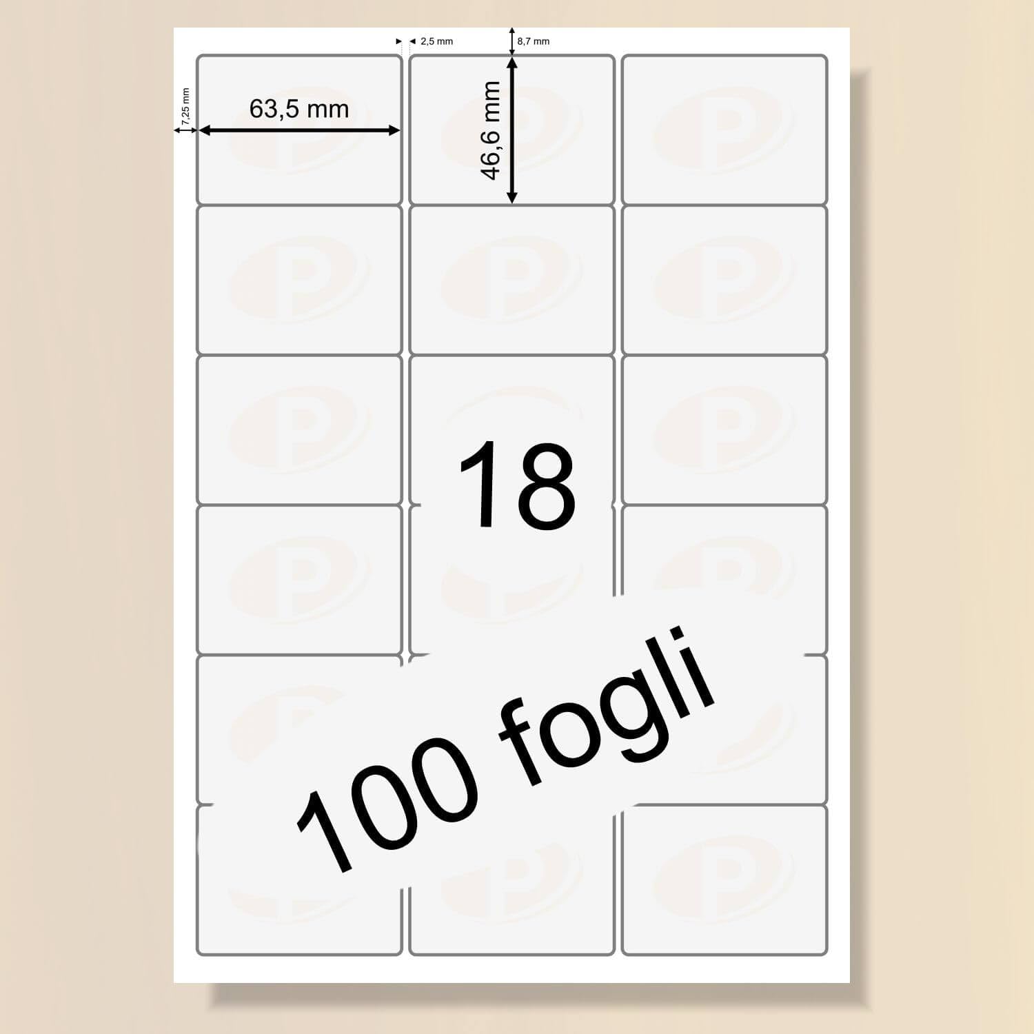 Printation Etichette per indirizzi 63,5 x 46,6 mm, angoli arrotondati - 9000 Etichette autoadesive bianche 63,5x46,6 Etichette adesive stampabili su 500 fogli A4 3x6 18-4501 4265 6265 LA306 L7161