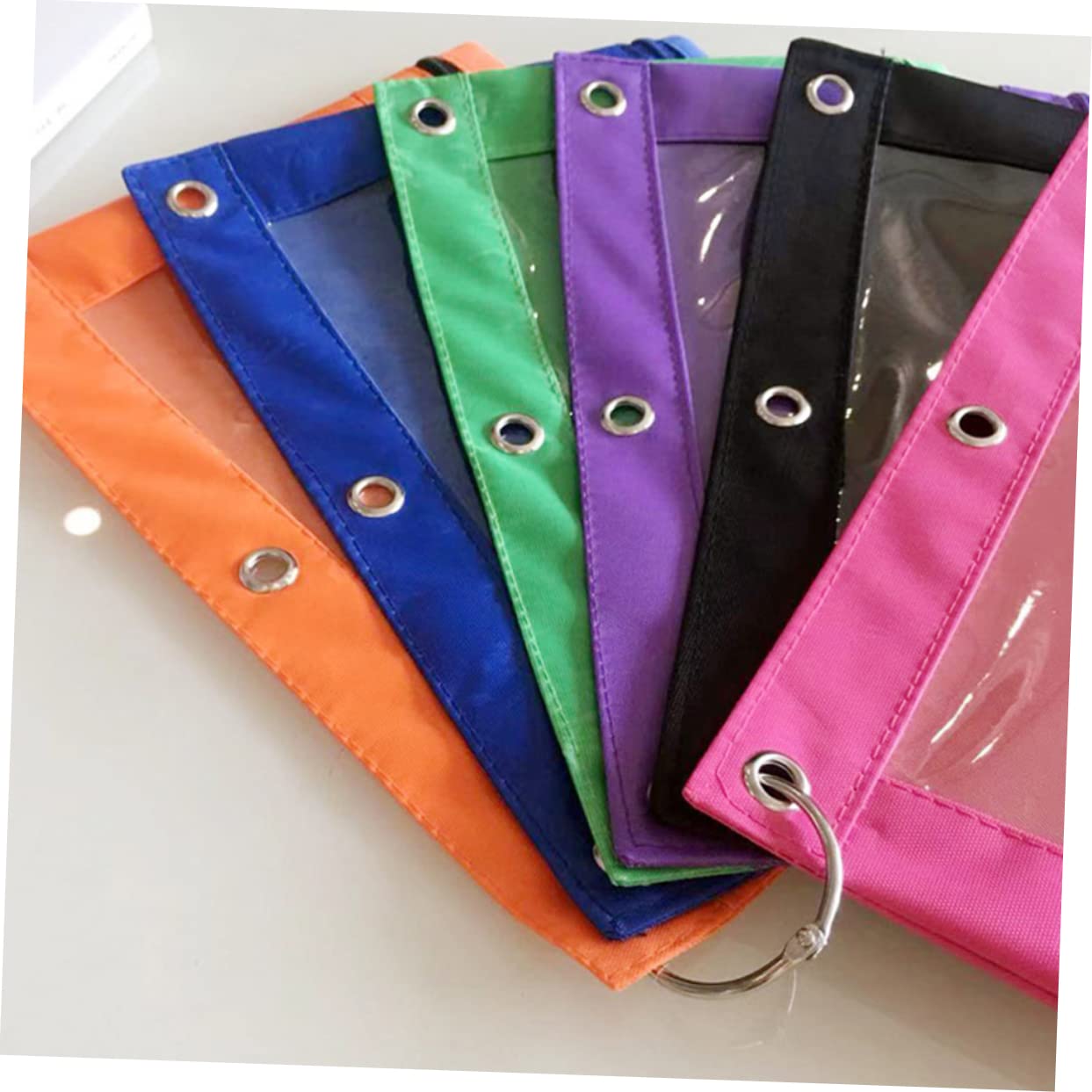 Estuche para Lápices de Tela Oxford Transparente Tres Orificios 12 Piezas