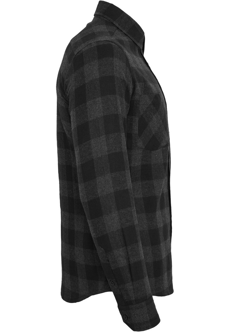 Urban Classics A Cuadros Franela Hombre Camisa de Franela Negro-Blanco 100% algodón Regular