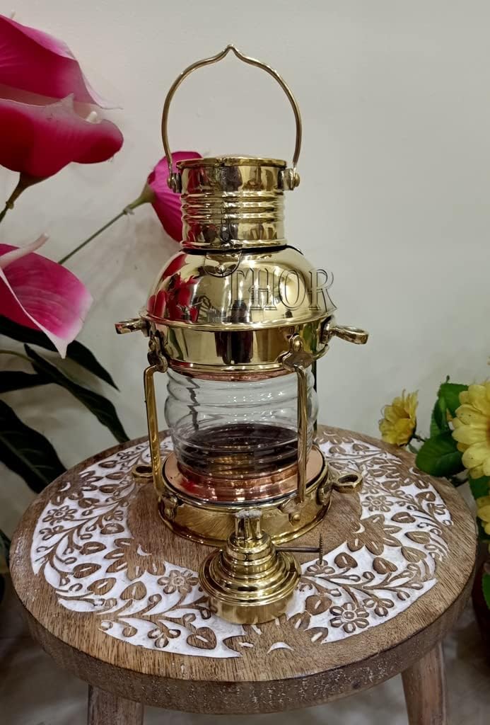 Brass Oil Lantern Maritime Collectible Ship Lamp /Decorative Lantern/ Nautical Wall Hanging Oil Lamp/ Boat Lamp Rustic Vintage Home Decor Gifts