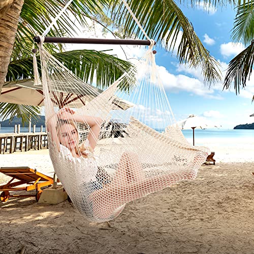 Caribbean Hammocks Large Chair - 48 Inch - Polyester - Hanging Chair - Cream #TOP5
