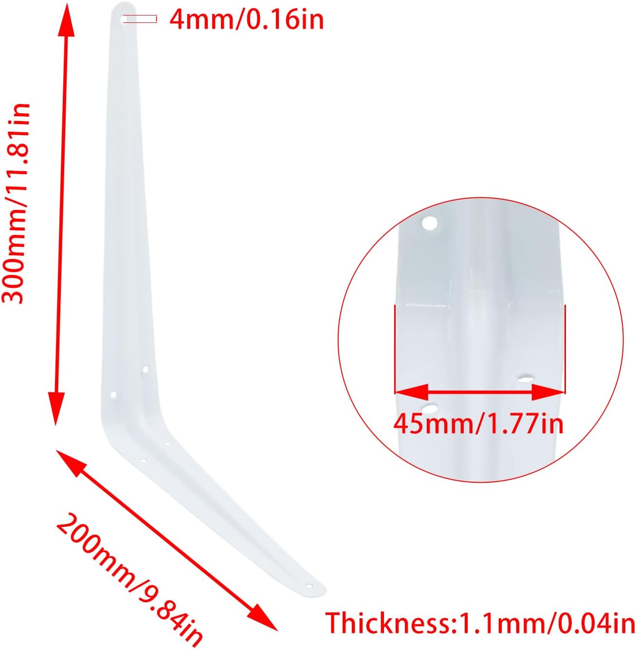 24Pcs 12 x 10 Inch White Shelf Brackets, Heavy-Duty Metal Steel Corner L Brackets for Shelves Shelf, Bookshelf, Garden Boards, Wall Hanging Shelves Decoration Clapboard