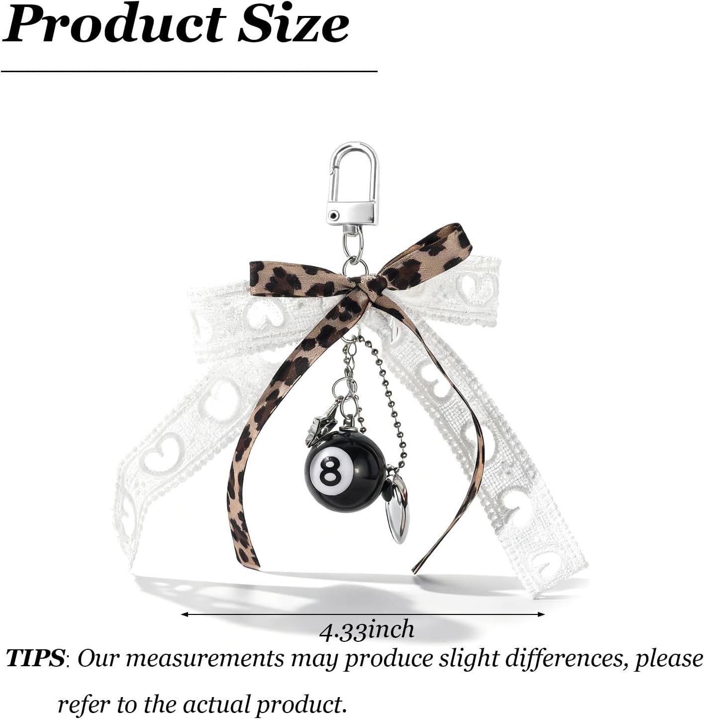 Angyape Cute Leopard Bow Keychain Y2K Magic 8 Ball Keychain for Women Bag Purse Charms for Handbags Star Heart Accessories - Image 6