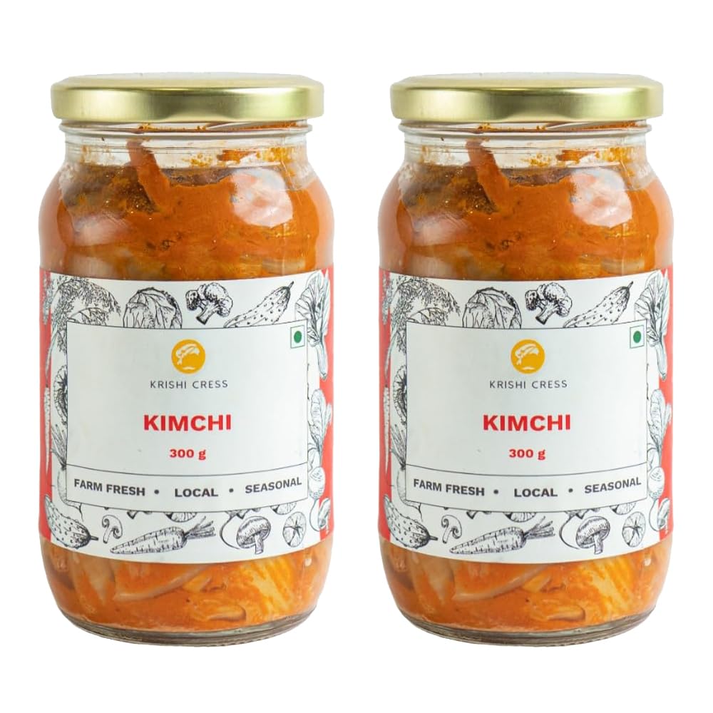 Krishi Cress Kimchi + Red & White Cabbage Sauerkraut Pickle Combo 100% Vegan Probiotic Organic, 300g (Kimchi) (B0DCF7QZMQ) Amazon Price History, Amazon Price Tracker